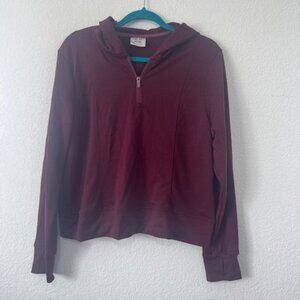 Laundry by Shelli Segal Womens Athletic Maroon 1/4 Zip Hooded Jacket Size L NWOT